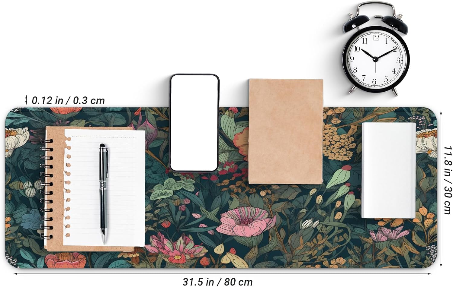 Gaming Mouse Pad, Large 31.5 x 11.8 inches Mousepad, Long Keyboard Pad, Cute Mouse Mat for Computer with Stitched Edges and Non-Slip Base (Wildflower)