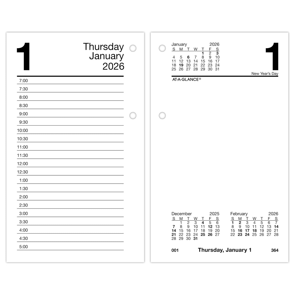 AT-A-GLANCE 2027 Desk Calendar Refill, Daily Desk Pad Refill, 3.5" x 6", Standard, Loose-Leaf, Recycled (E717R5027)