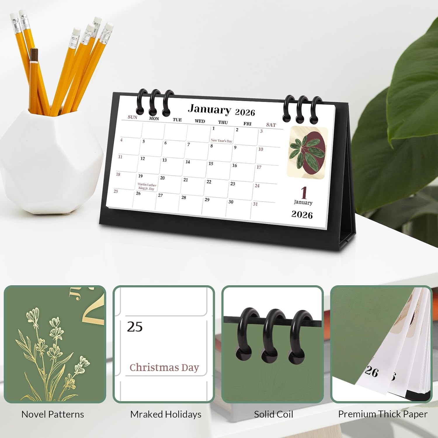 Small Desk Calendar 2026-2027, Desktop Calendar 18 Months - Runs From July 2026 Until Dec. 2027, Mini Standing Flip Calendar for Home, School and Office Supplies, 6.3" x 3.1"