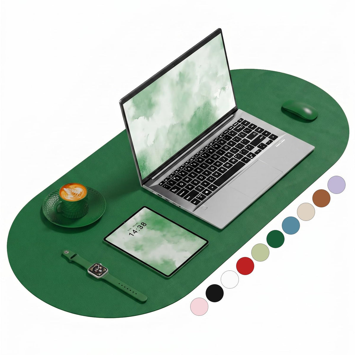 Desk Mat, 31.5" x 15" Oval PU Leather Non-Slip Desk Pad Large Mouse Pad for Desktop, Waterproof Countertop Protector Writing Mat for Office, Home, Gaming, Vanity, Light Pink