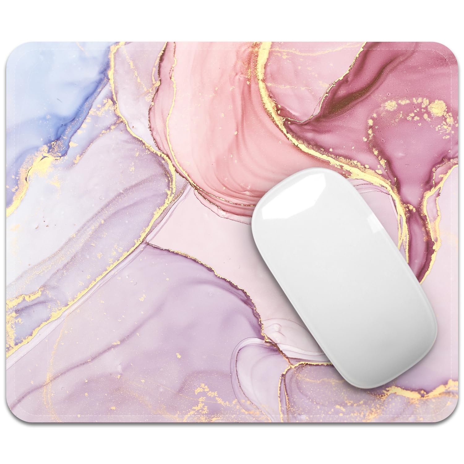 FROGIGO Mouse Pad with Stitched Edges - Cute Floral Mousepad for Women, 9.25 x 7.75 inch Washable Square Desk Pad, Non-Slip Rubber Base, Office Home Laptop Accessories - Vintage Garden