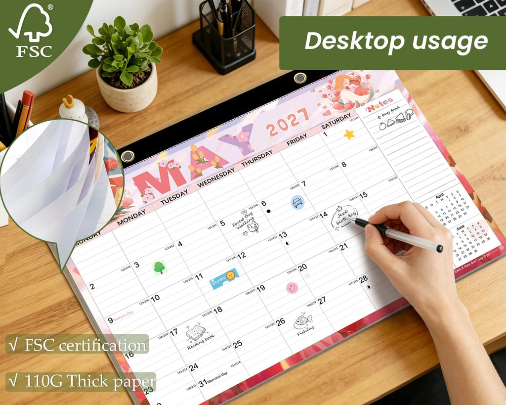 AECCN Desk Calendar 2026-2027, Jul 2026-Dec 2027, 17" x 11.4"