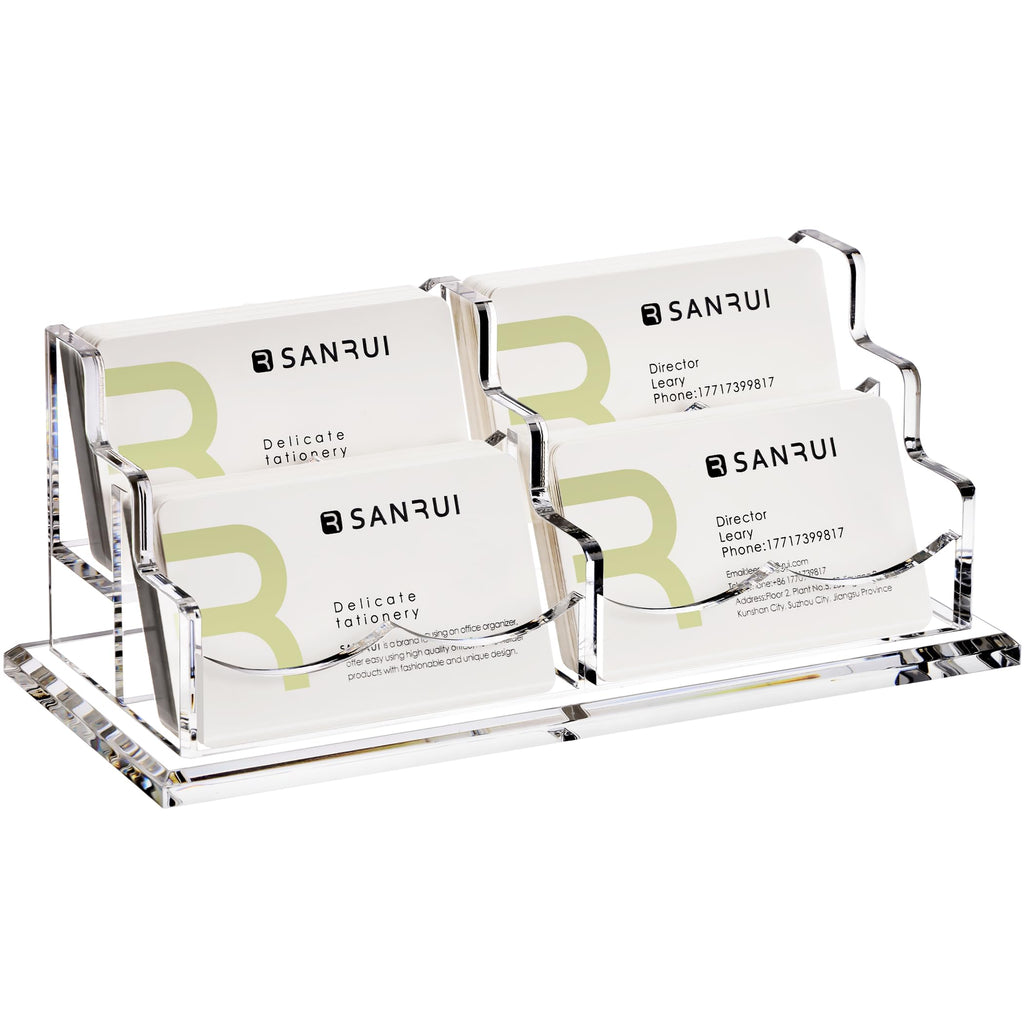 SANRUI Clear Acrylic Desk Business Card Holder, 6 Horizontal Slots