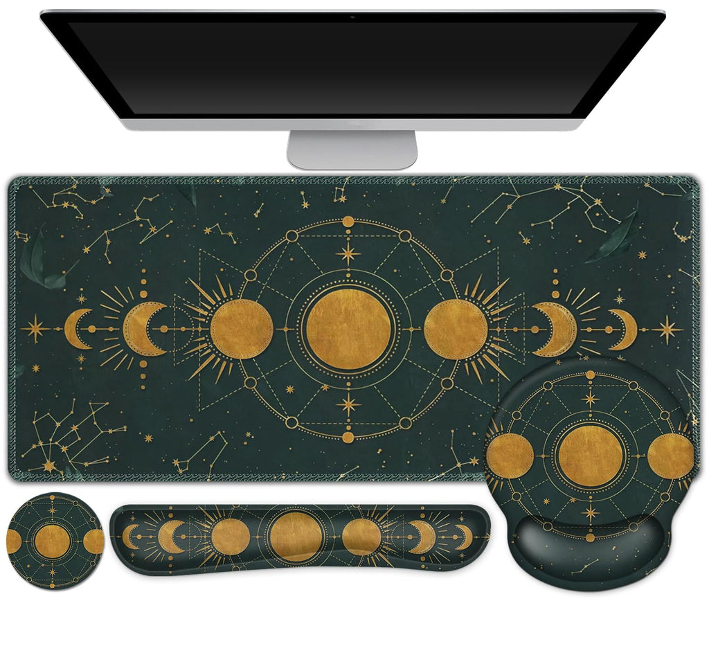 Gaming Mouse Pad Large Desk Mat, Cute Purple Marble Rose Desk Pad Protector