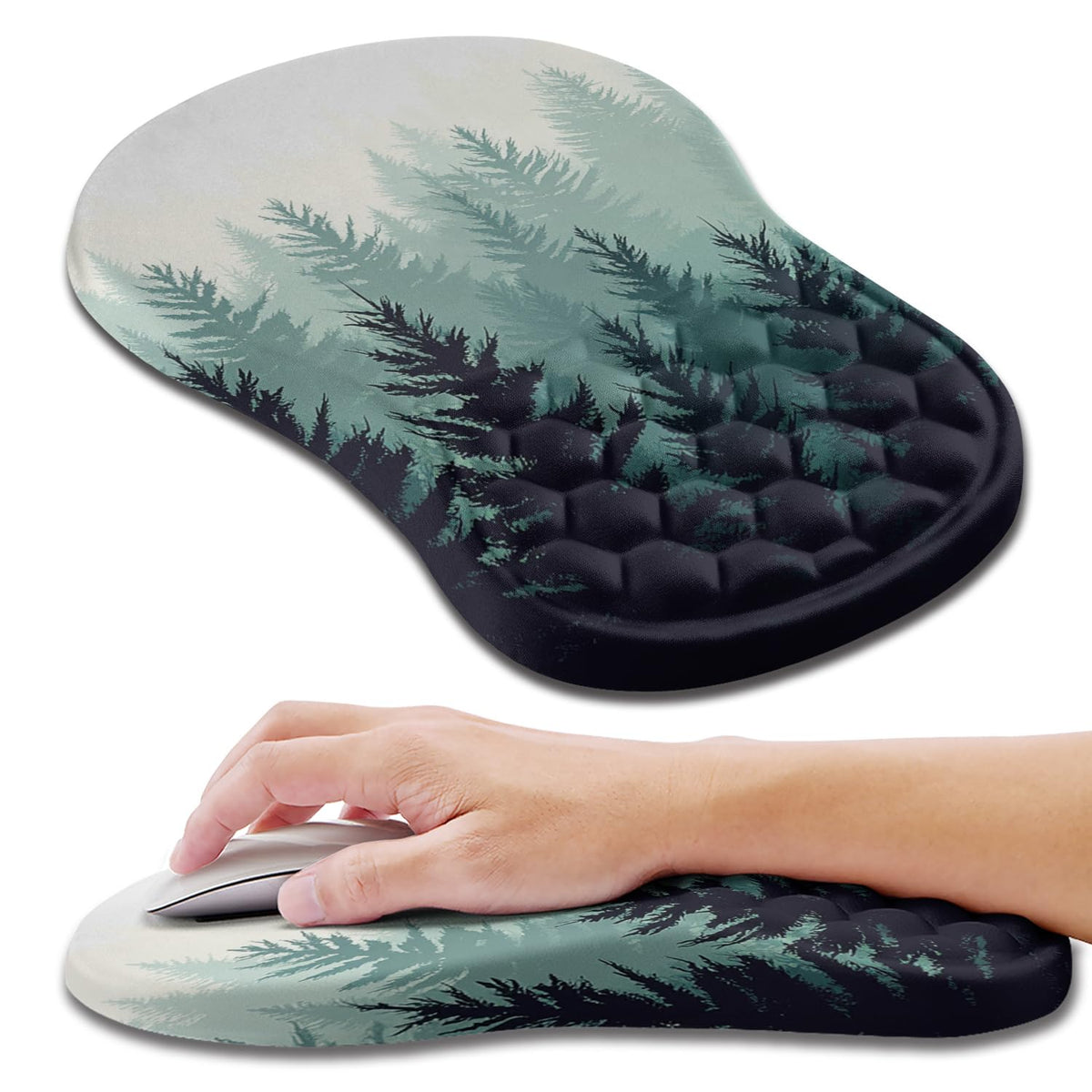 Hokafenle Ergonomic Mouse Pad Wrist Support, Wrist Rest Mousepad for Carpal Tunnel Pain Relief with Integrated Memory Foam Slope Massage Bulge (11.8x7.9 inch,Topographic Contour)