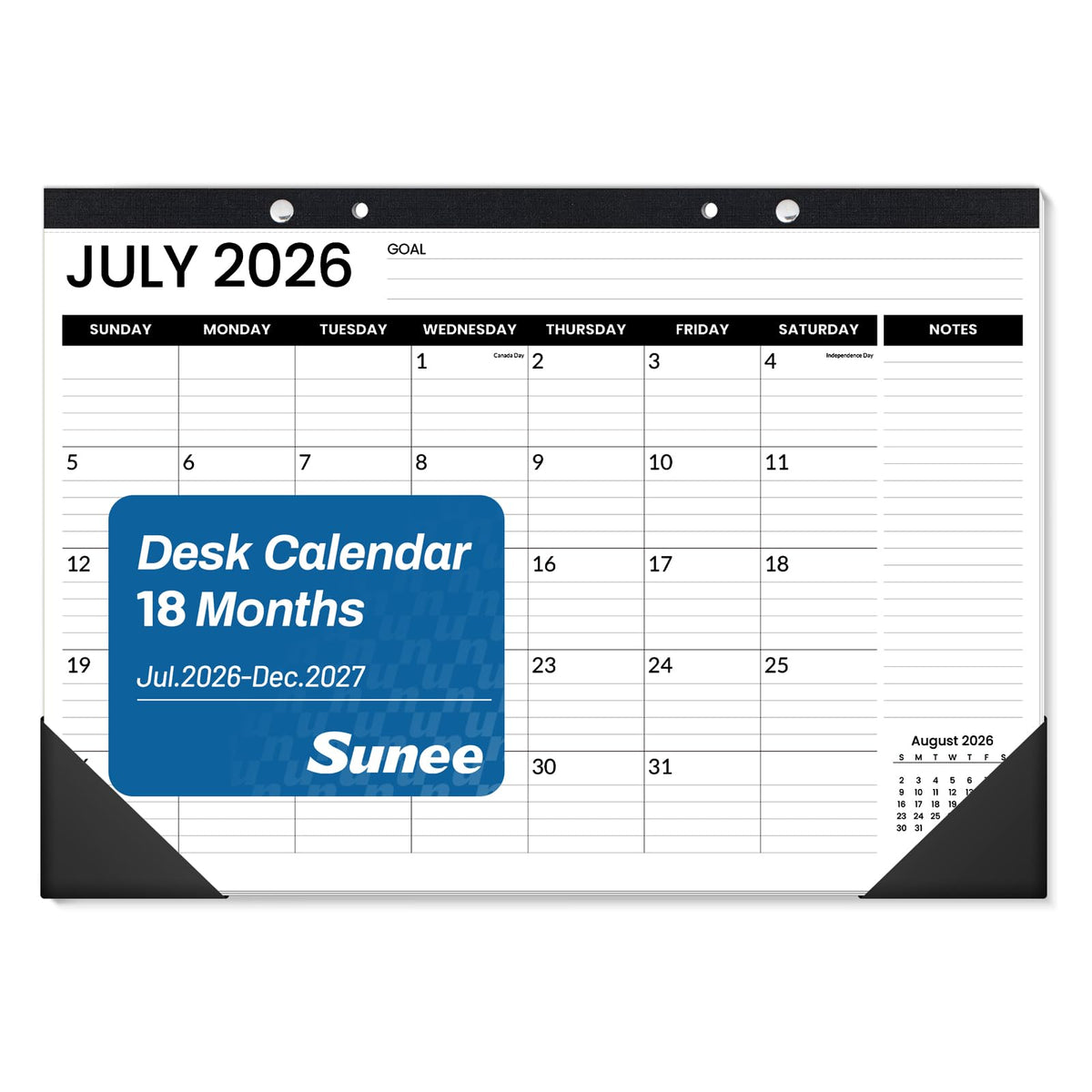 SUNEE Desk Calendar 2026-2027, 17" x 12", 18-Month Monthly Desk Calendar from Jul. 2026 - Dec. 2027, Academic Desk Calendar for Teacher, School, Seasons Color