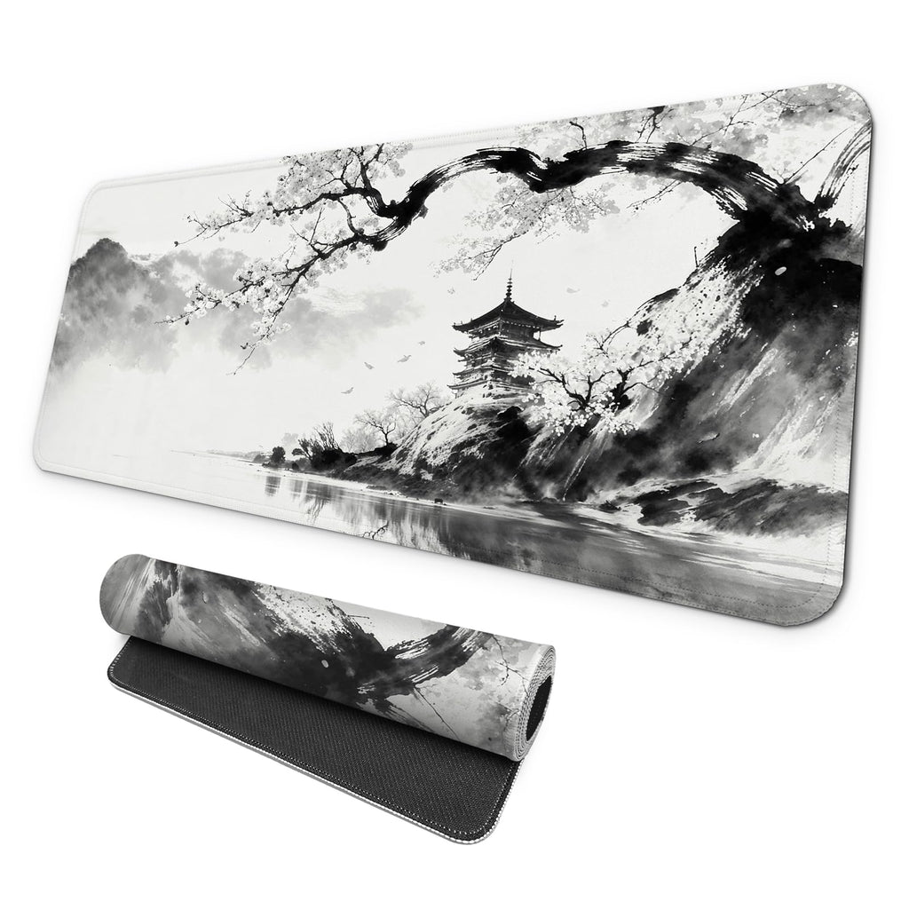 MAY FLOWER Gaming Mouse pad, Large Laptop Mousepad, Full Keyboard Mat, Long Computer Mouse Mat for Home and Office, Anti-Slip Rubber Base, 31.5 x 11.8 Inches (Leopard Print)