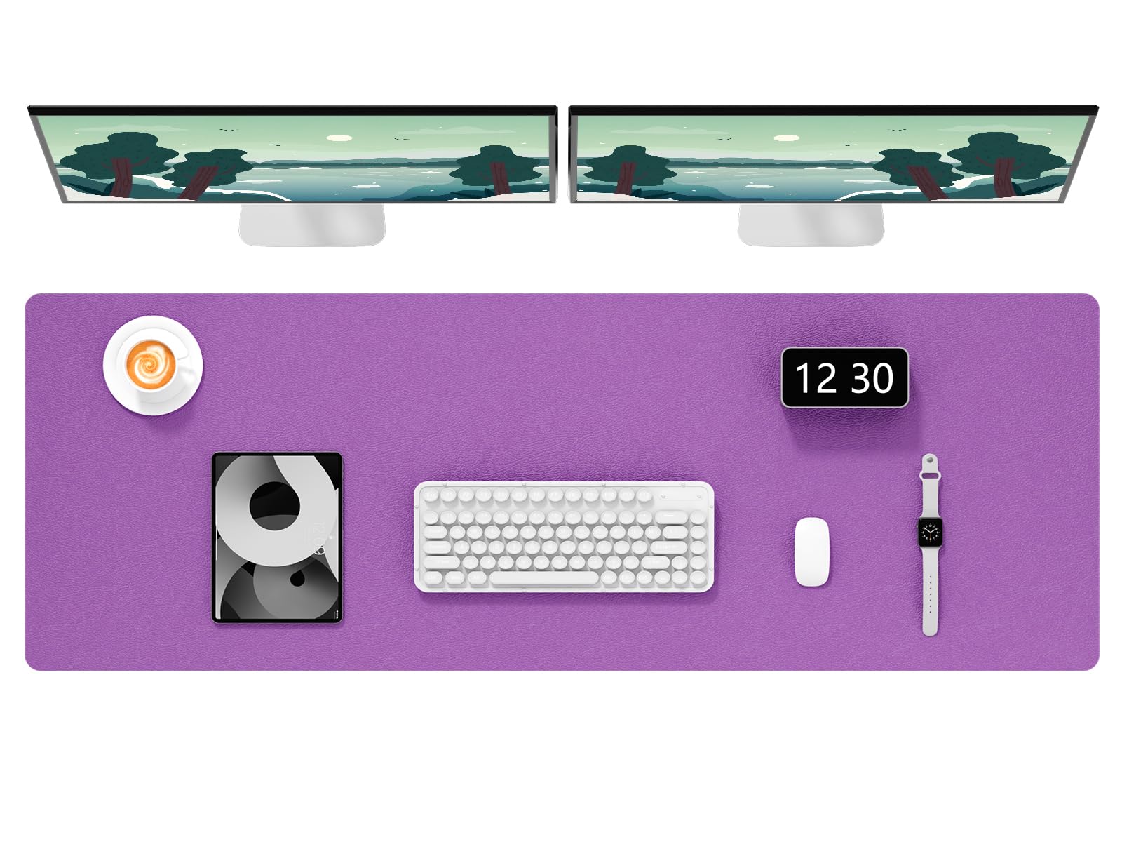 Hsurbtra Desk Pad, 30" x 14" PU Leather Desk Mat, XL Extended Mouse Pad, Waterproof Desktop Blotter Protector, Non-Slip Ultra Thin Large Laptop Keyboard Writing Mat for Office Home, Pink