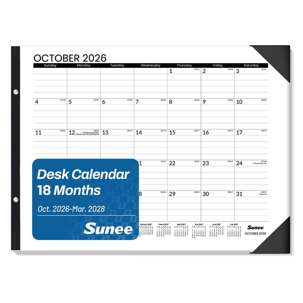 SUNEE Desk Calendar 2026 Large 22x17 from July 2026 to December 2027, Extra Large Desktop Monthly Calendar Pad 18 Months For Teacher or Office, Desk Top, Seasonal