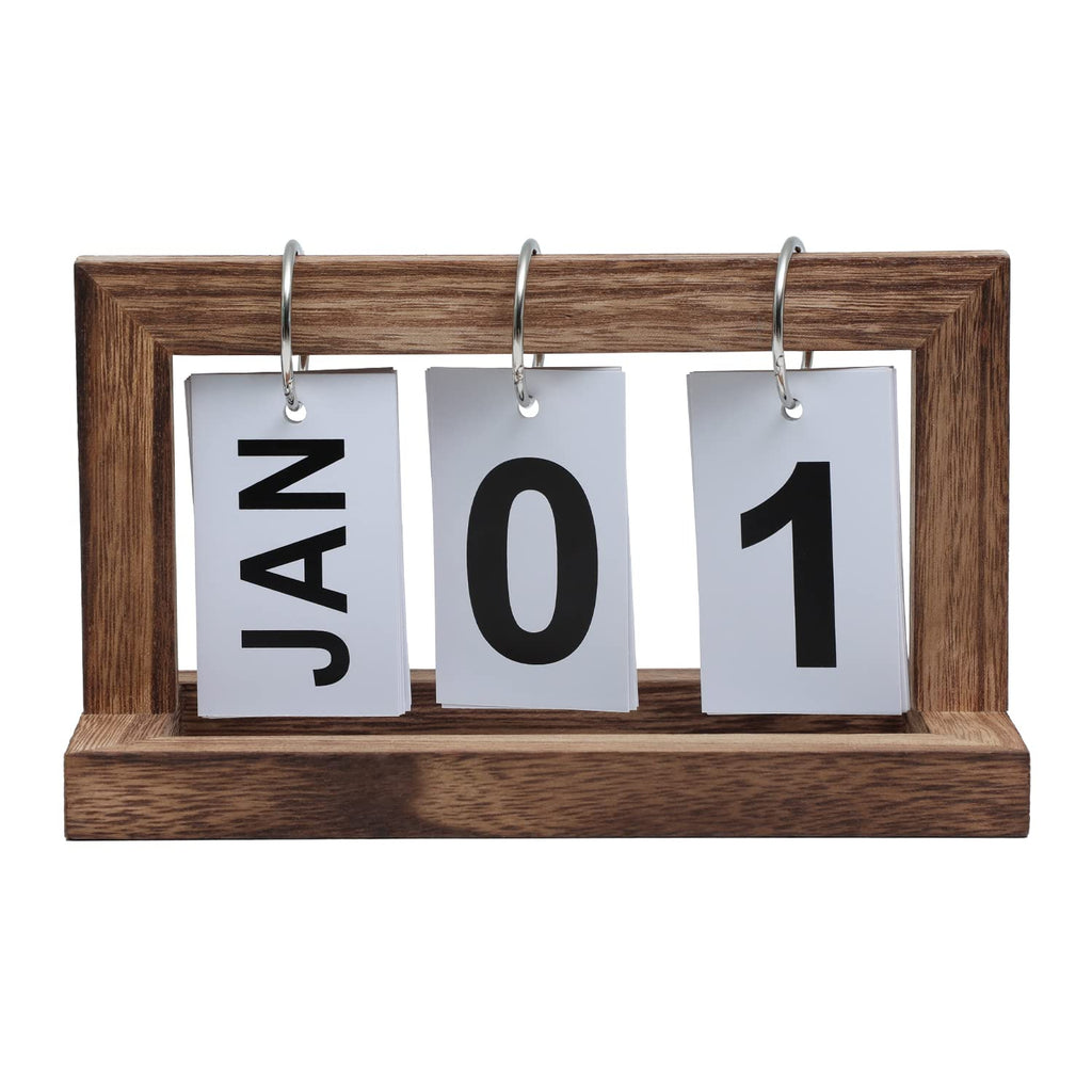 Desk Flip Calendar, Perpetual Desktop Calendar, Cute Small Flip Calendar with Memorial Day Recorder, Carbonized Black