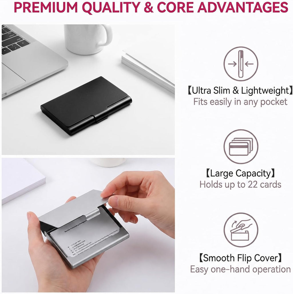 2Pcs Business Card Case, Business Card Holder for Purse