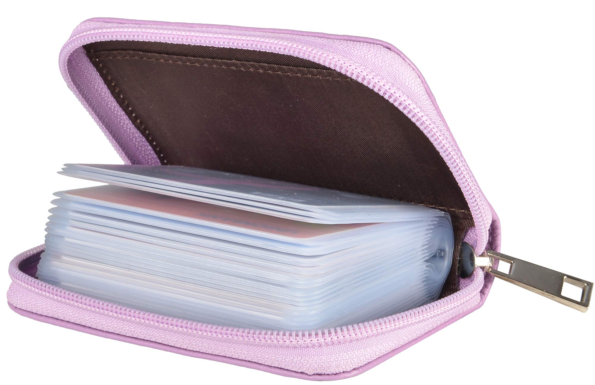 Easyoulife Genuine Leather Credit Card Holder Zipper Wallet With 26 Card Slots