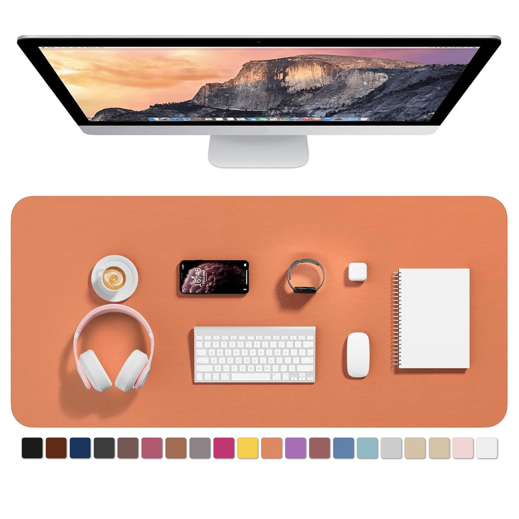 Hsurbtra Desk Pad, 30" x 14" PU Leather Desk Mat, XL Extended Mouse Pad, Waterproof Desktop Blotter Protector, Non-Slip Ultra Thin Large Laptop Keyboard Writing Mat for Office Home, Pink