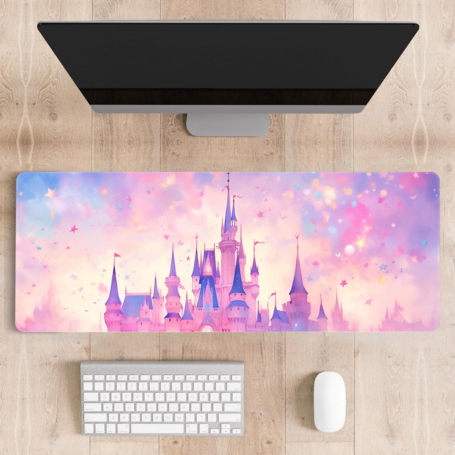 Cute Desk Mat for Keyboard Desktop Extra Large Mouse Pad, Castle
