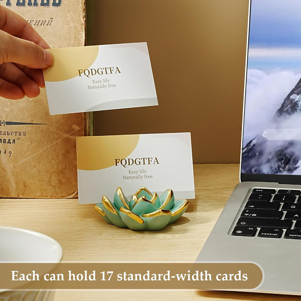 Succulent Business Card Holders for Desk, Cute Resin Business Card Display Stand Modern Vertical Name Card Holders for Office/Exhibition/Home/Restaurant, Unique Gifts for Men Women