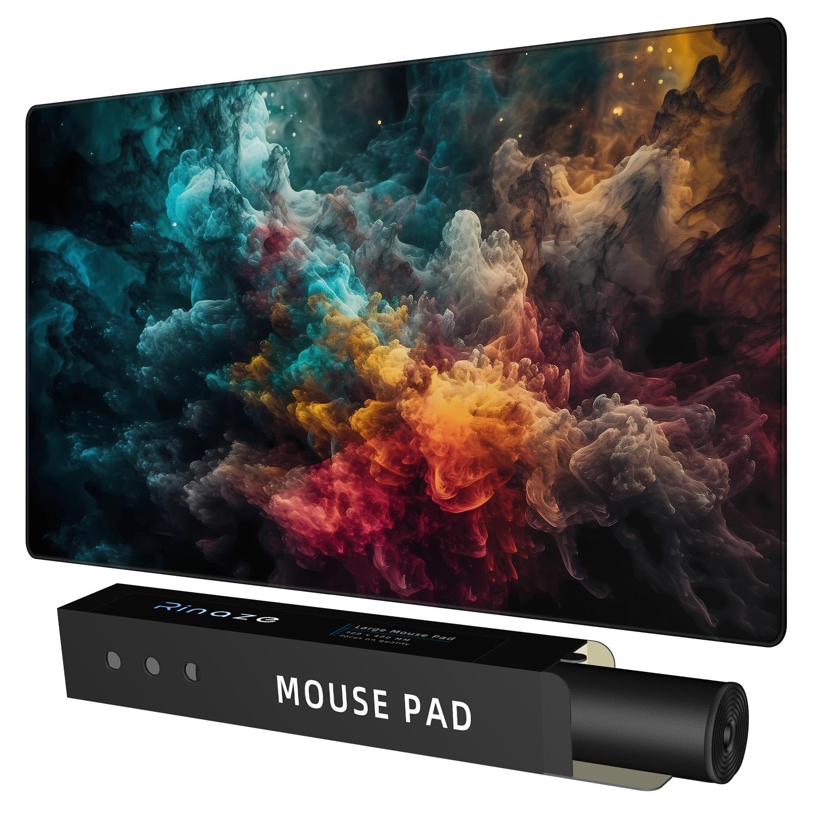 Rinaze Extra Large Gaming Mouse Pad with Black Topographic, XXL Mousepad, Big Mouse Mat Desk Pad, Non Slip Keyboard Pad for Gaming Computer Laptop PC Office Desk Accessories