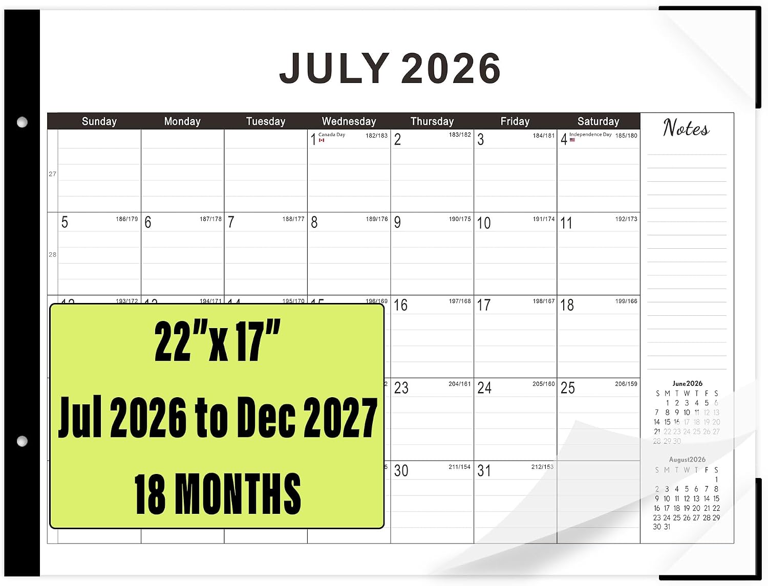Desk calendar 2026-2027 22"x17" Desk Top Calendar with plastic cover
