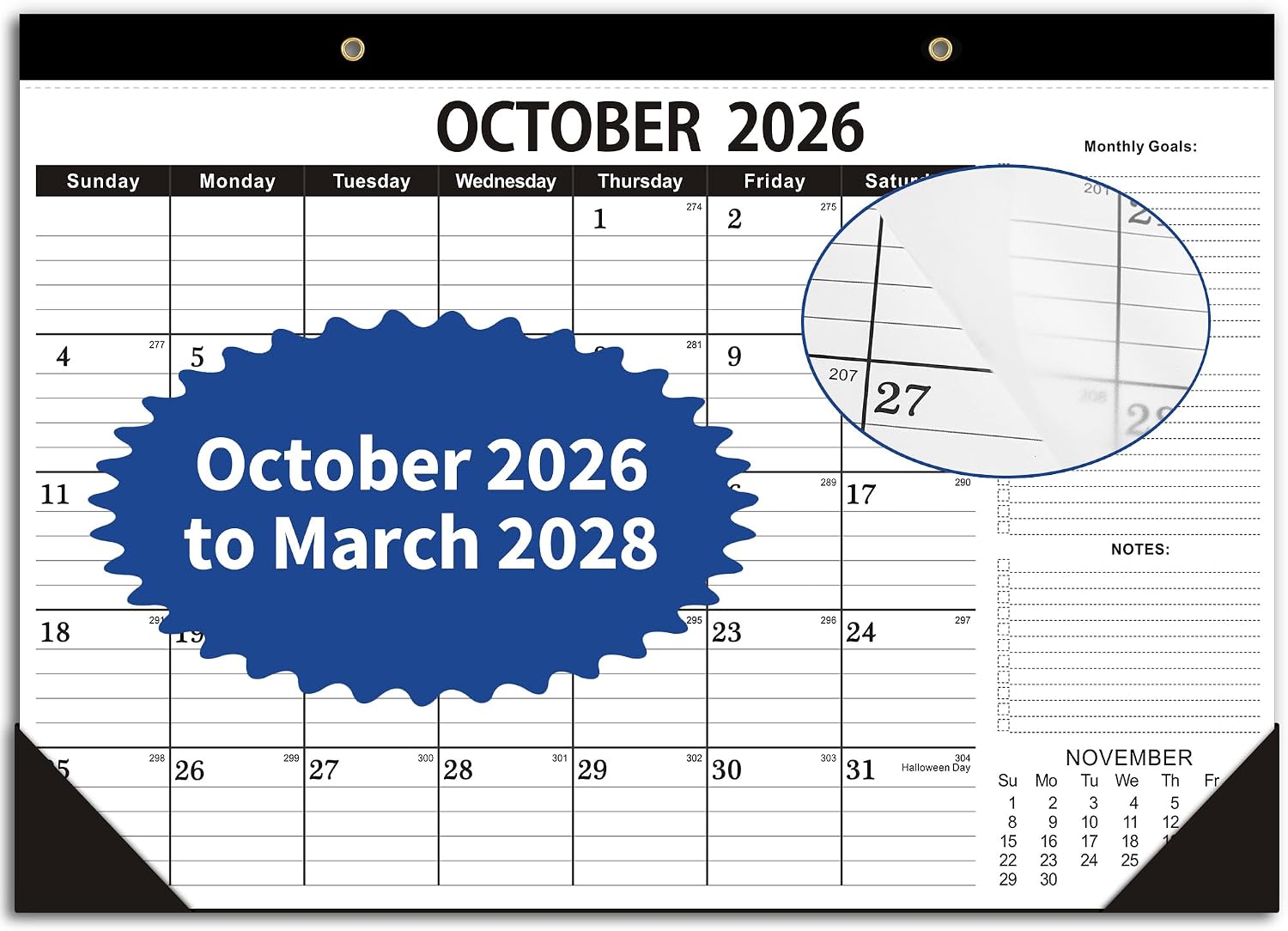 Desk Calendar 2026-2027,October 2026 to March 2028, Desk Calendar 2026-2027 with to-do list,Calendar 2027-18 Months,2027 Calendar 17" x 12" for Home or Office.
