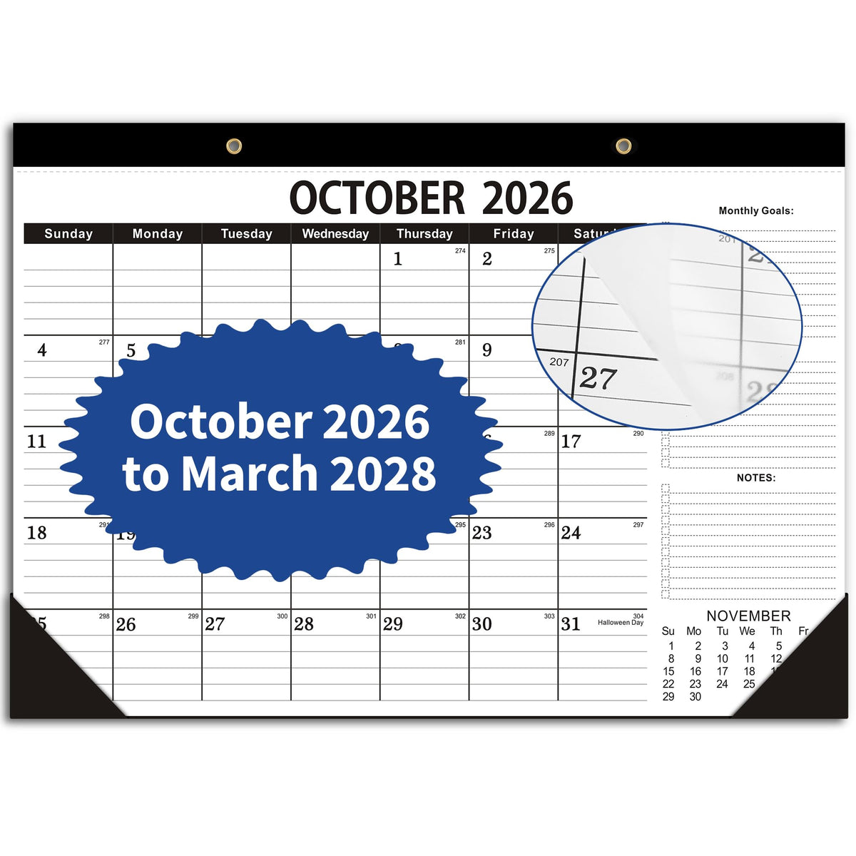 Desk Calendar 2026-2027,October 2026 to March 2028, Desk Calendar 2026-2027 with to-do list,Calendar 2027-18 Months,2027 Calendar 17" x 12" for Home or Office.
