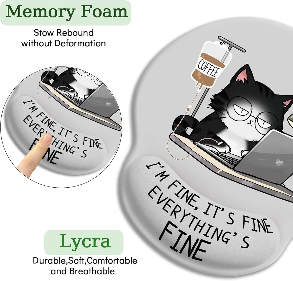 LIMKRIAN Funny Ergonomic Mouse Pad with Wrist Rest, Cat Desk Decor Gifts