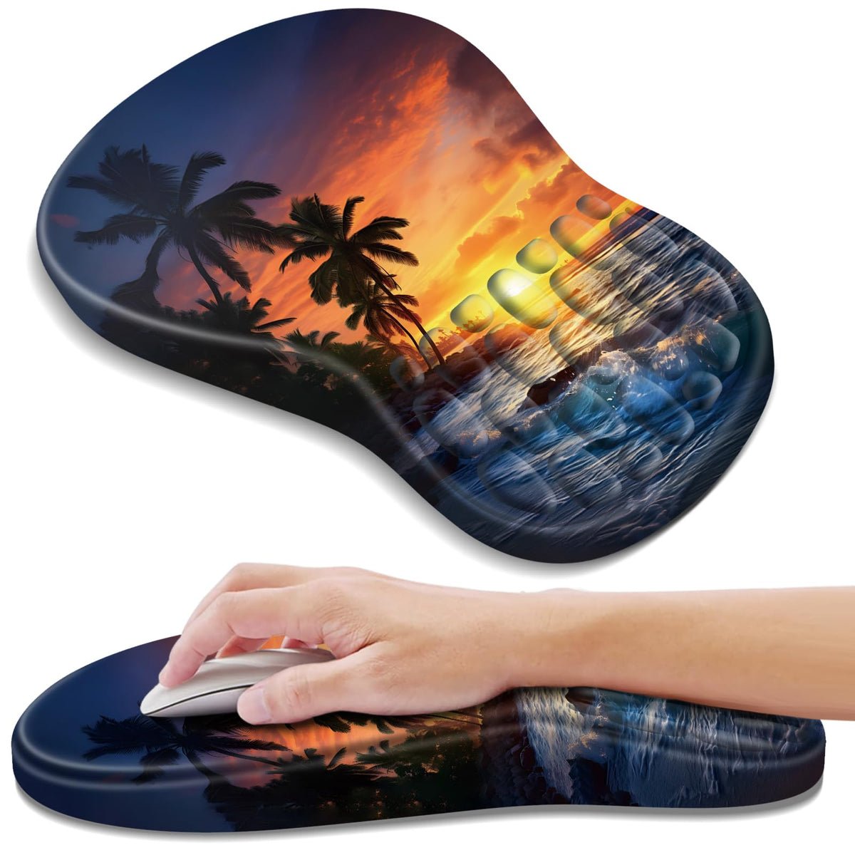 YIWEI Ergonomic Mouse Pad with Wrist Rest for Carpal Tunnel Pain Relief