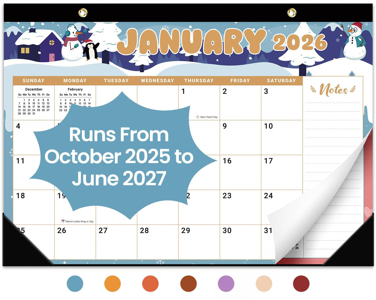 Taja Desk Calendar 2026-2027, Jul 2026-Dec 2027, 18-Month, 17" x 12"