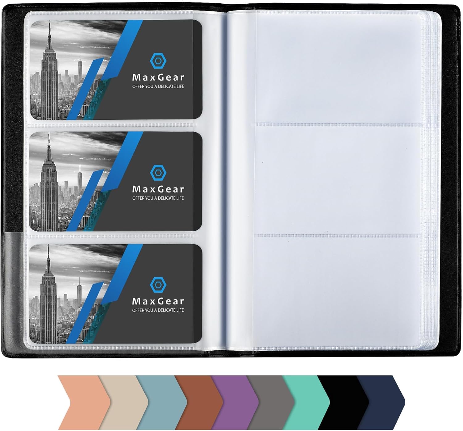 MaxGear Business Card Organizer Book, Holds 240 Cards, Black