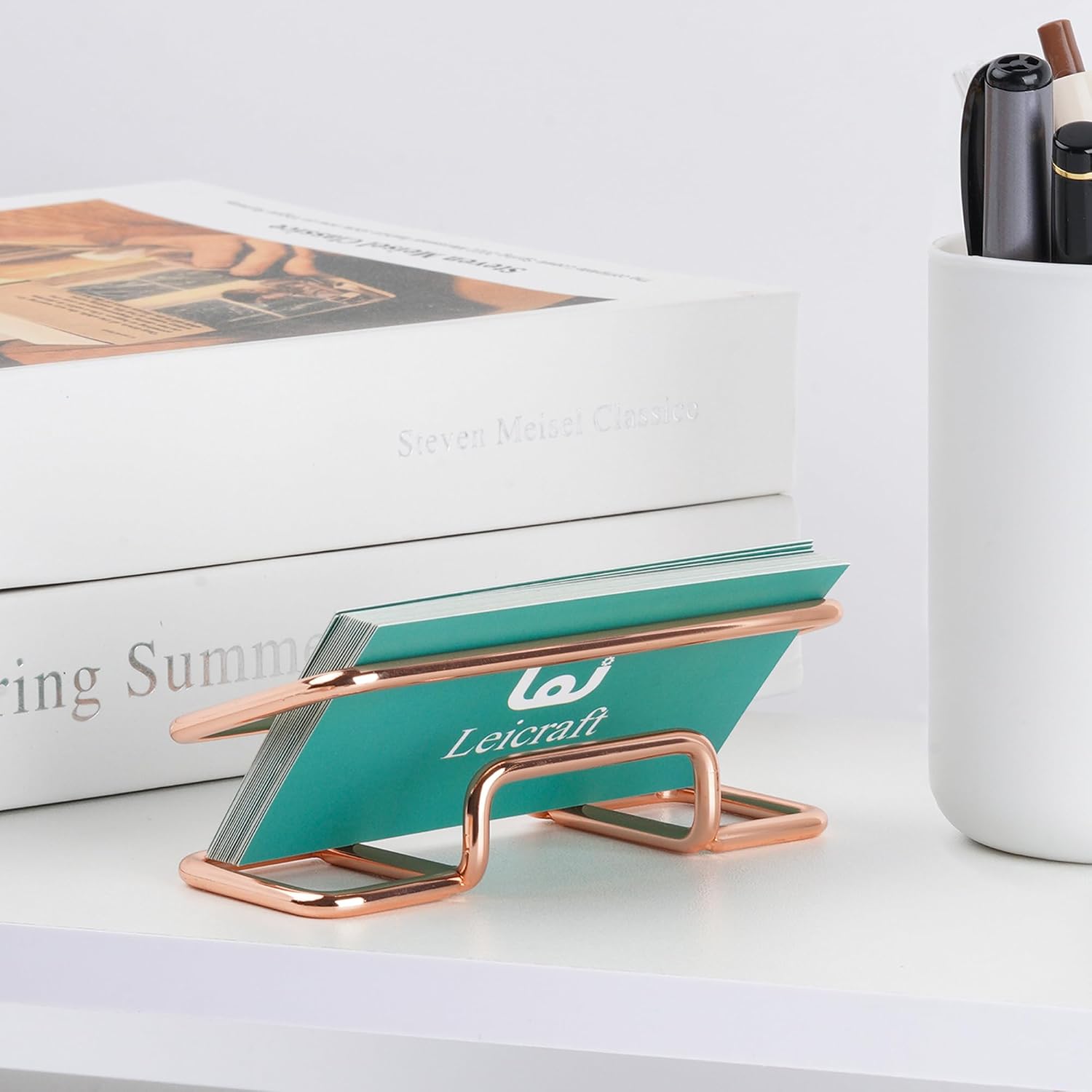 Business Card Holder for Desk, Cute Metal Card Organizers