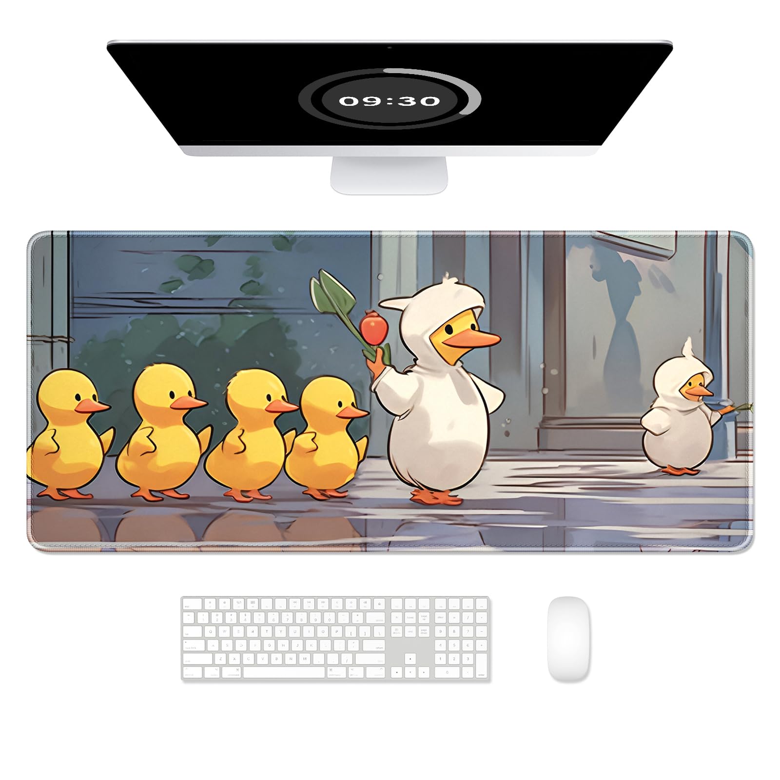 Auhoahsil Desk Mat, Ultra Large Mouse Pad, XXL Gaming Mousepad, Green Tropical Leaves Deskpad, Big Extended Full Size Mouse Pad, Desktop Desk Matt for Keyboard, Laptop & Computer, 35.5 x 15.7 in
