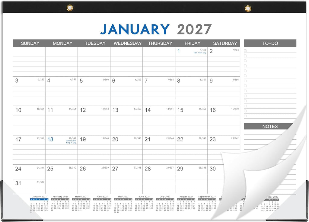 2027 Desk Calendar - 12 Months Calendar from January 2027 to December 2027