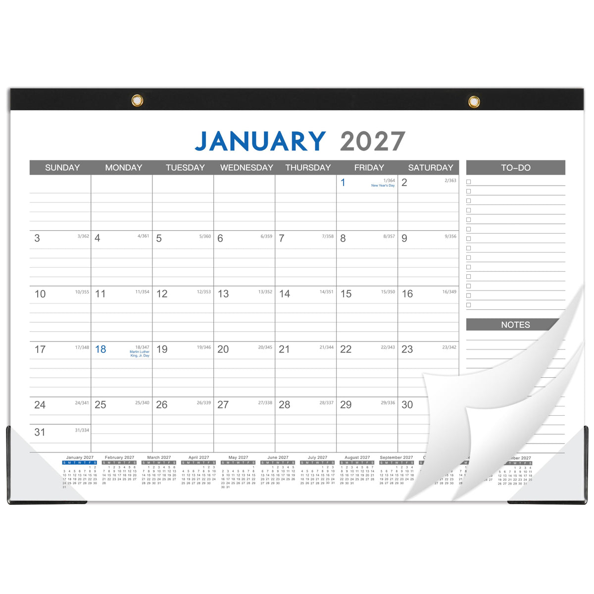 2027 Desk Calendar - 12 Months Calendar from January 2027 to December 2027