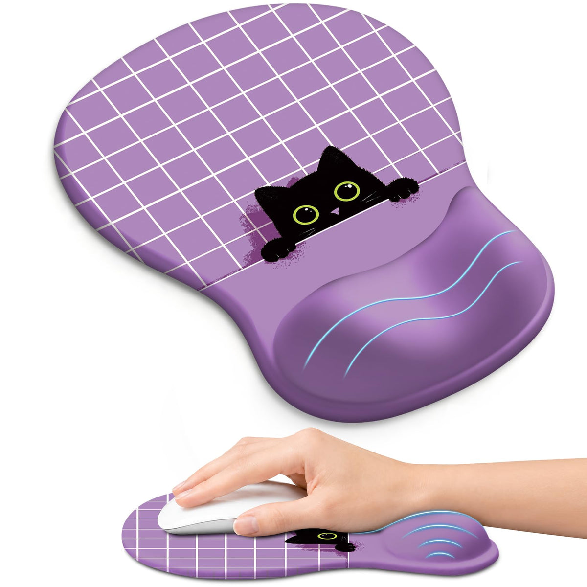 Ergonomic Mouse Pad with Wrist Rest, Gel Wrist Support, Black