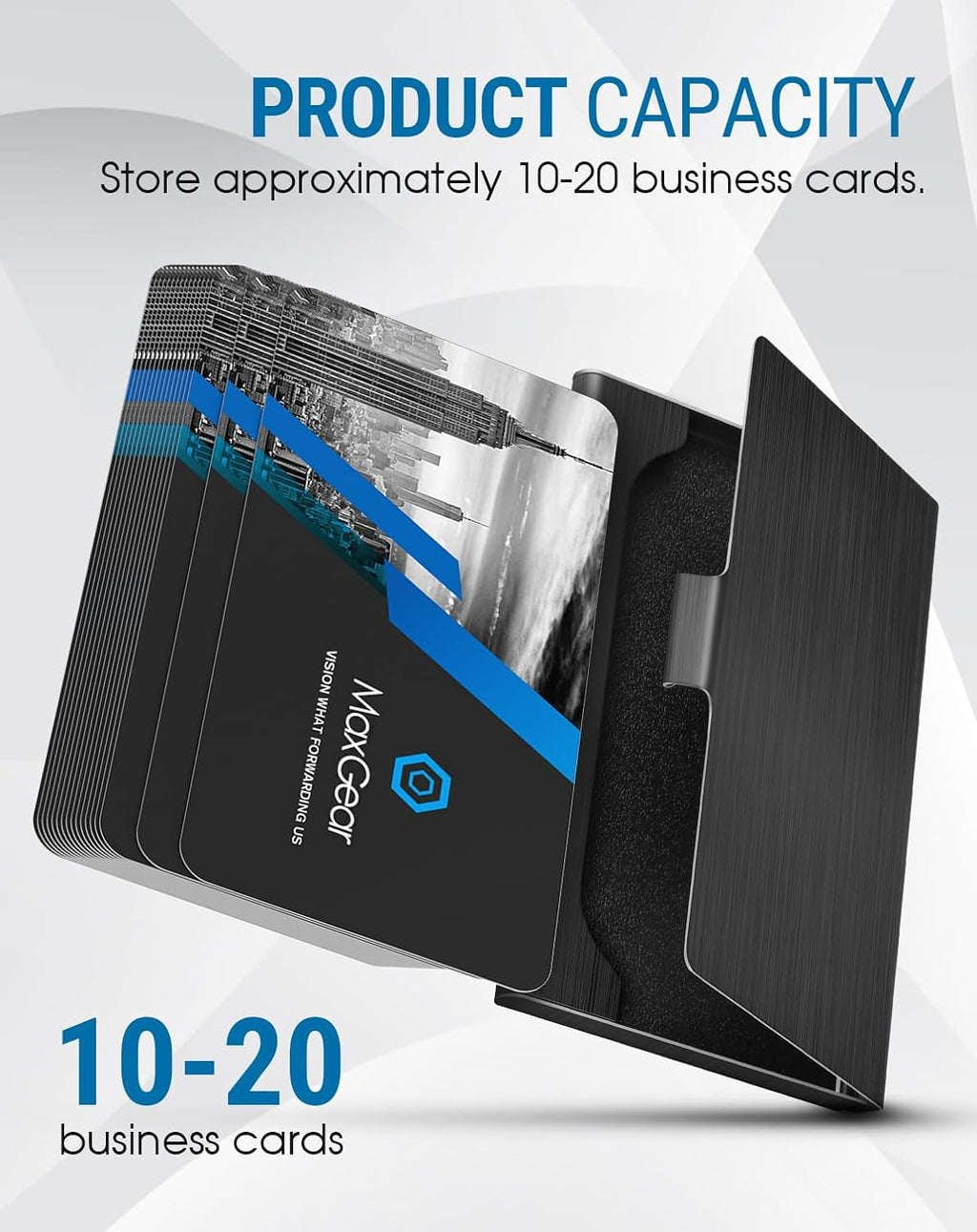 MaxGear Stainless Steel Business Card Holder, Slim Card Case, Black