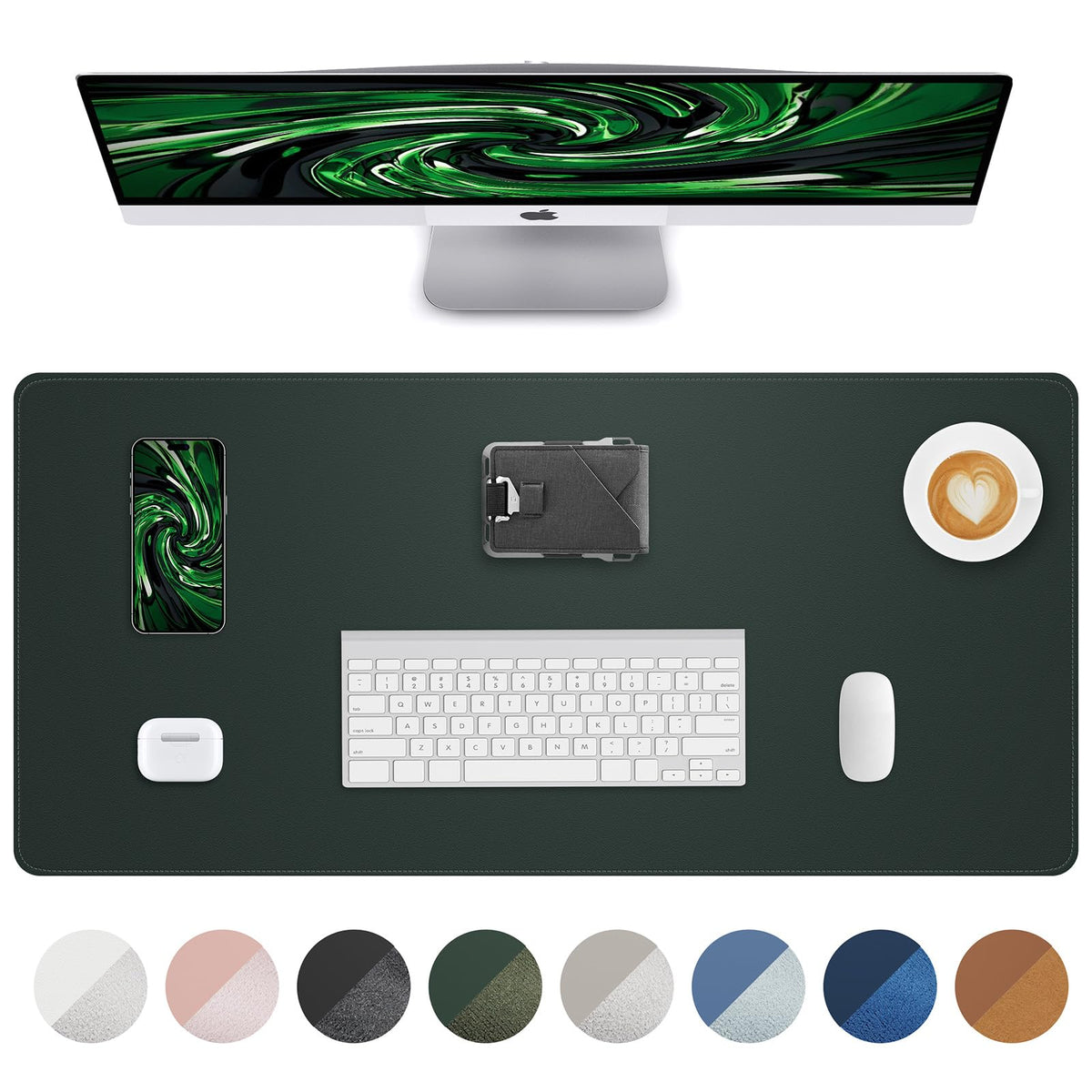 AFIING Large Desk Mat 55" x 24" - PU Leather Desk Pad Protector, Waterproof Non-Slip Extended Mouse Pad for Office Desk, Keyboard, Laptop and Home Workspace (Black)