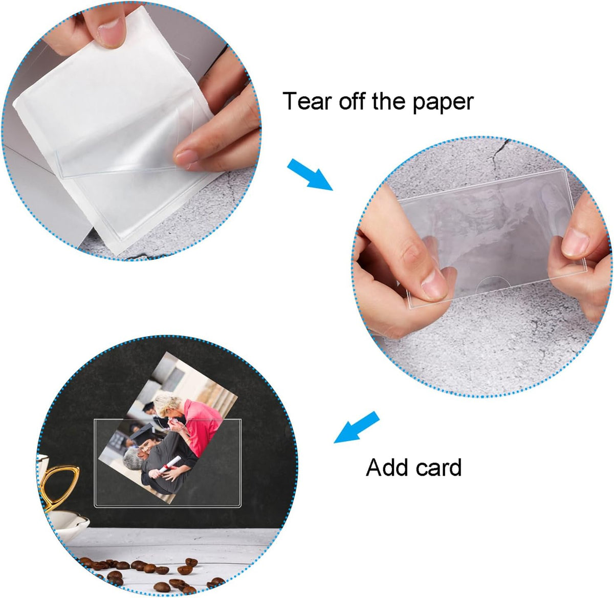 Chinco 30 Pack Self Adhesive Index Card Pockets Top Open,3.7 X 2.3 Inches