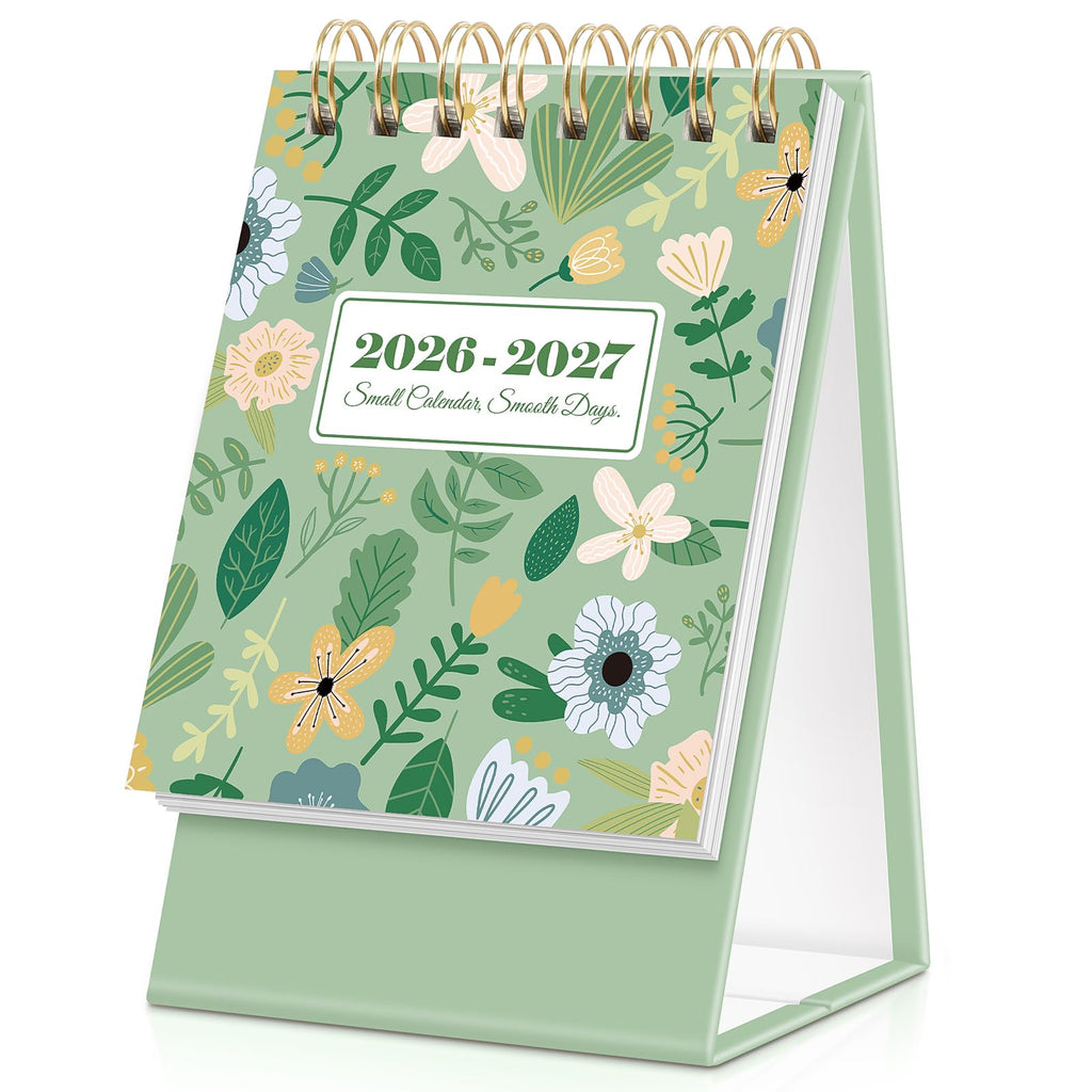 KONVINIT Small Desk Calendar 2026-2027, Floral 2026 Desk Calendar - Runs From January 2026 Until December 2027, 24 Months Mini Desktop Calendar 2026 for School, Home & Office Supplies