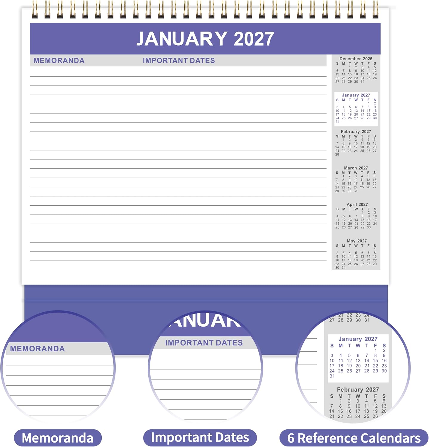 2027 Desk Calendar - Desktop Calendar 2027,12 Months Desk Calendar 2027