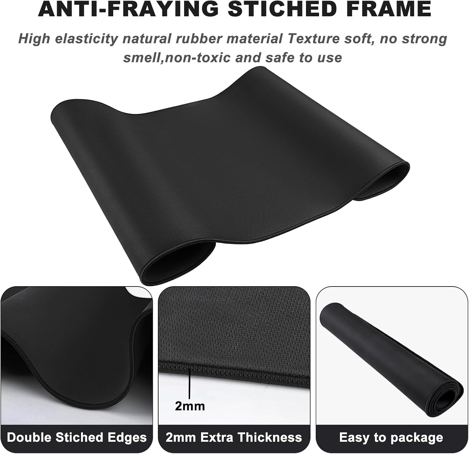 31.5" x 15.7" Waterproof Fabric Desk Pad Large Mouse Pad Office Game, Black