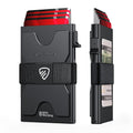 RUNBOX Slim Wallet for Men, RFID Aluminum Pop-Up Card Holder for 12 Cards