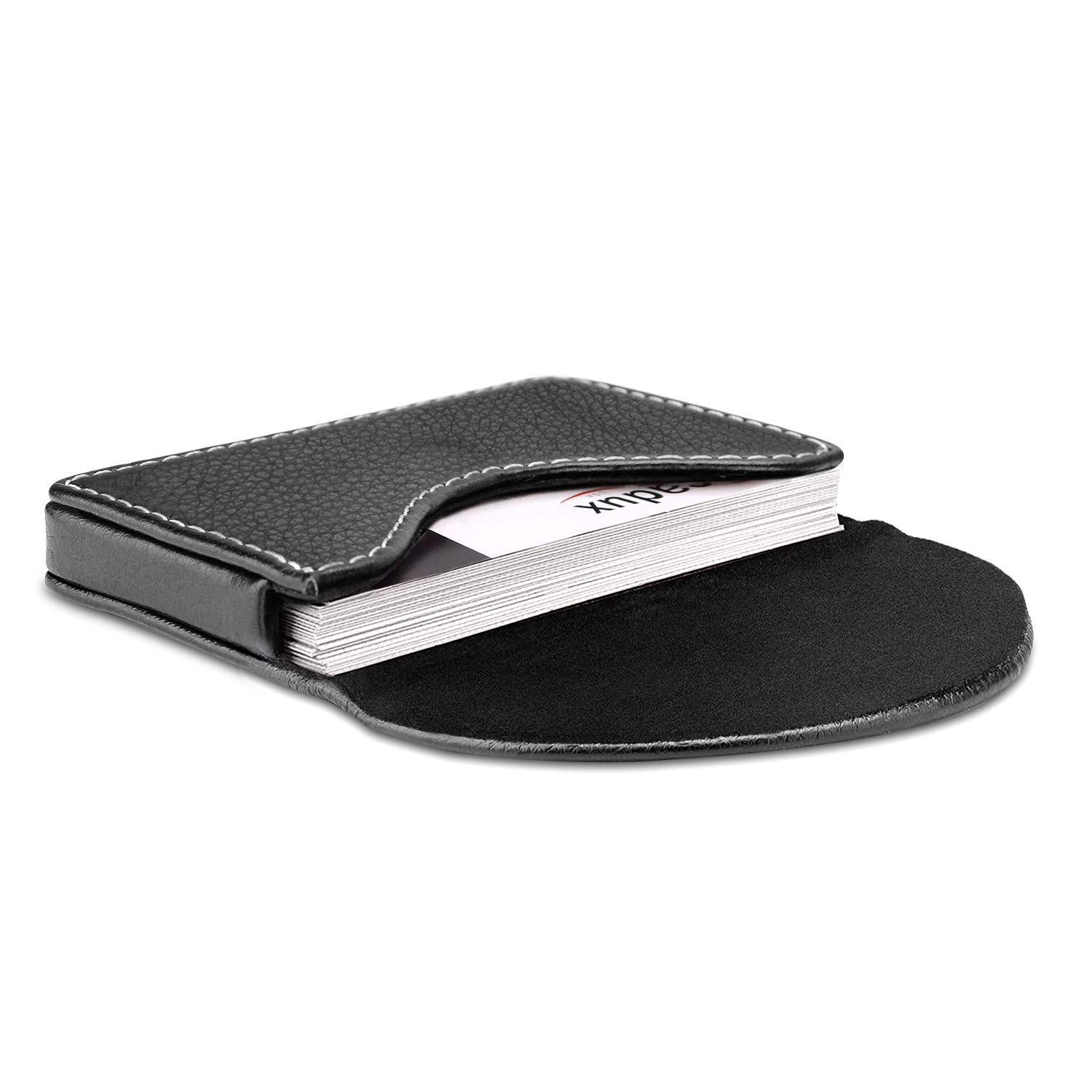 Cofee Leather Business Card Holder Case for Men or Women Pocket Business Card Wallet Name Card Case Holder with Magnetic Shut, Holds 25 Business Cards, Coffee
