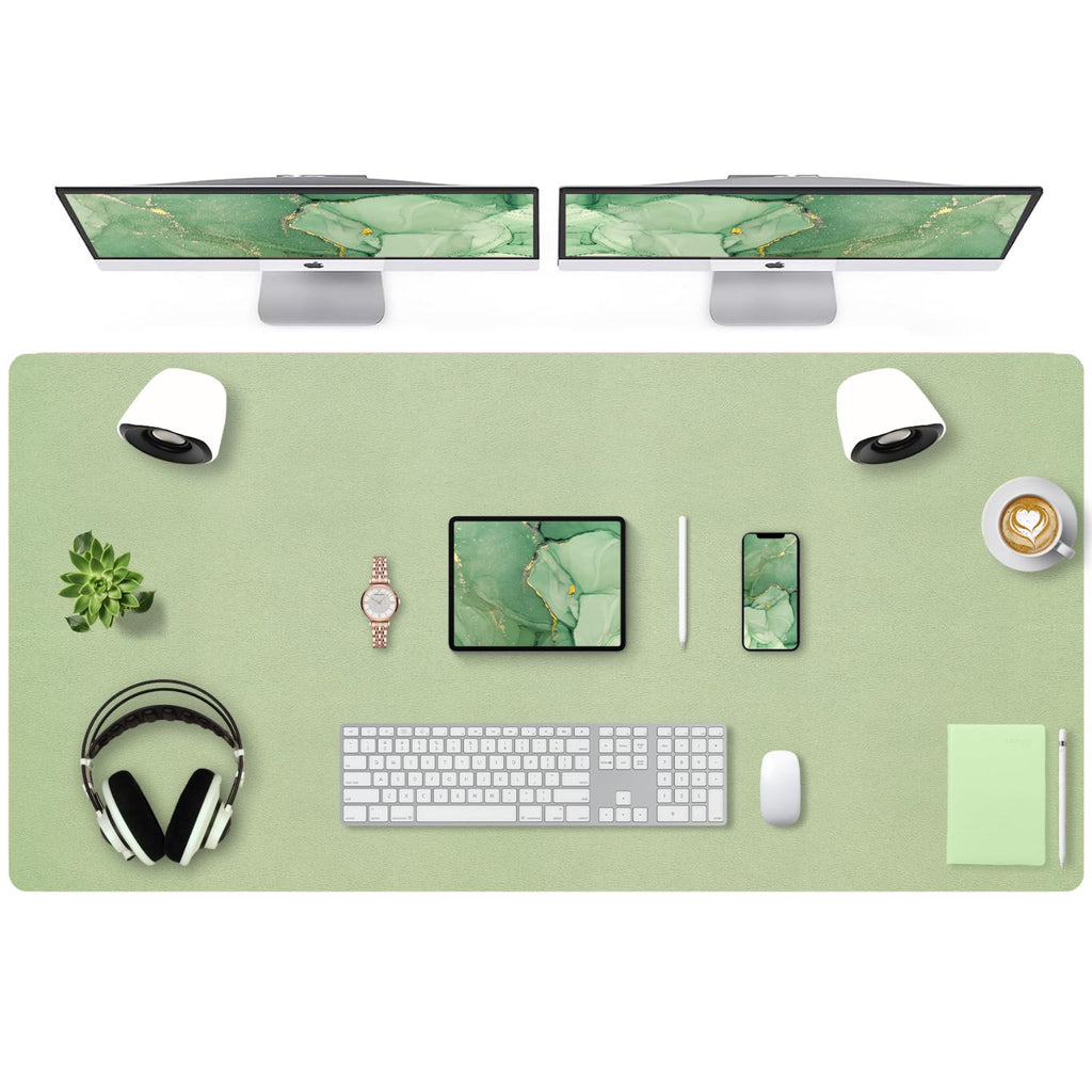 Bloss Leather Desk Pad and Keyboard Wrist Rest, Large Mouse Pad + Keyboard Pad+Mouse Wrist Support, Non-Slip Desk Mat Protector for Office, Home(31.5×15.7 Inches,Beige)