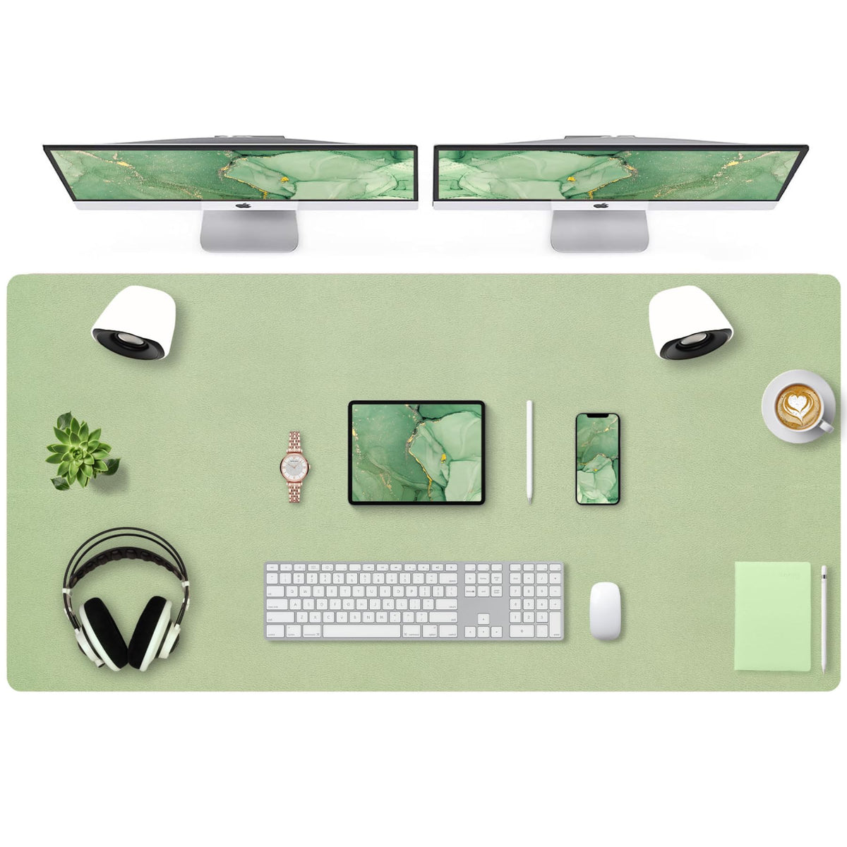 Bloss Leather Desk Pad and Keyboard Wrist Rest, Large Mouse Pad + Keyboard Pad+Mouse Wrist Support, Non-Slip Desk Mat Protector for Office, Home(31.5×15.7 Inches,Beige)