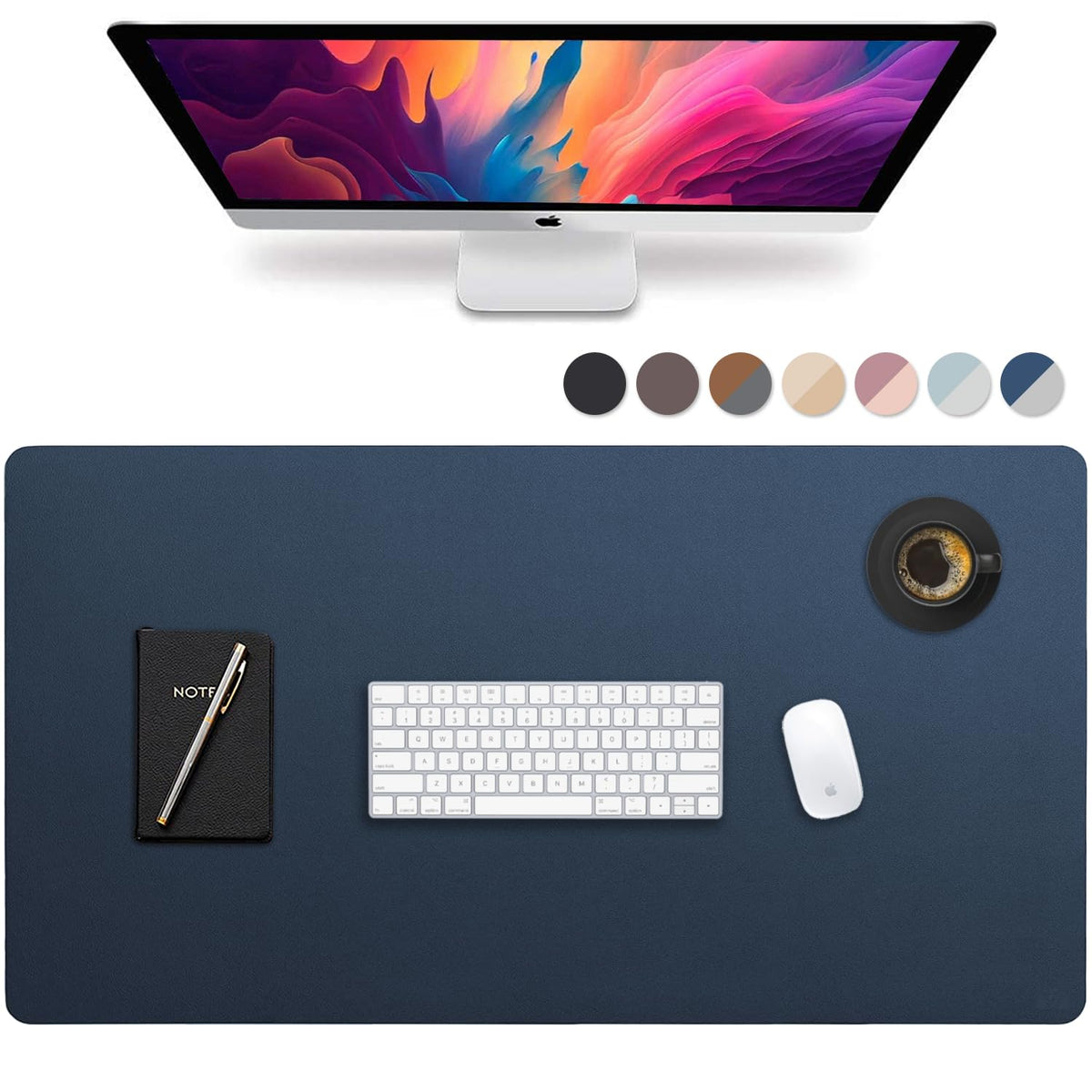 Vine Creations Leather Desk Mat 24" x 17", Desk Protector, PU Leather Desk Pad, Small Desk Pad Mat, Desk Blotter, Desk Pads on Top of Desks, Small Desk Mat for Home or Office (Black)
