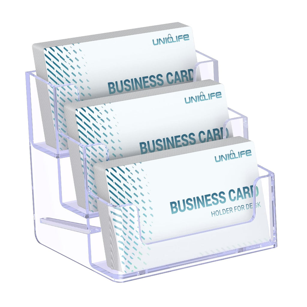 Uniclife 2 Pack Acrylic Business Card Holder for Desk, 60 Card Capacity
