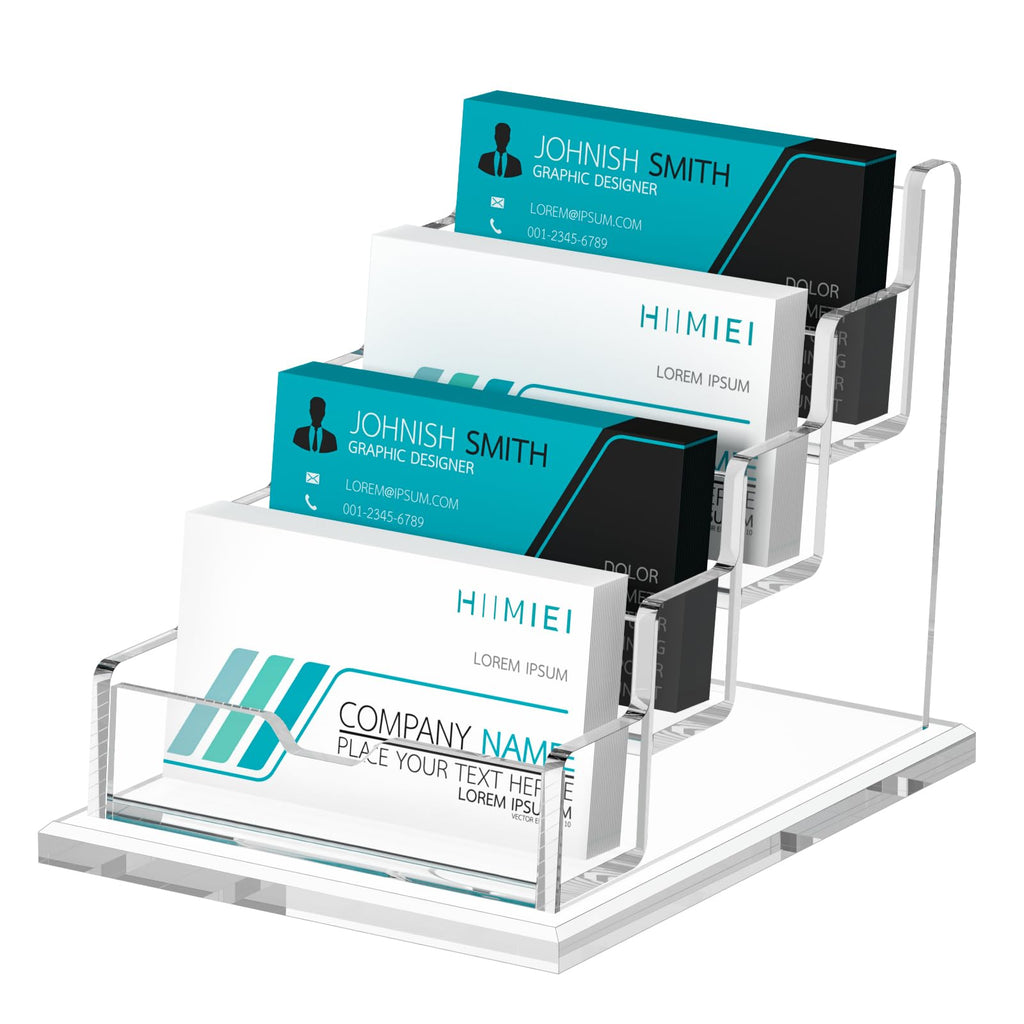 HIIMIEI Acrylic Business Card Display, Multiple Card Holder for Office, Home, Restaurant - 4 Slot 4 Tier
