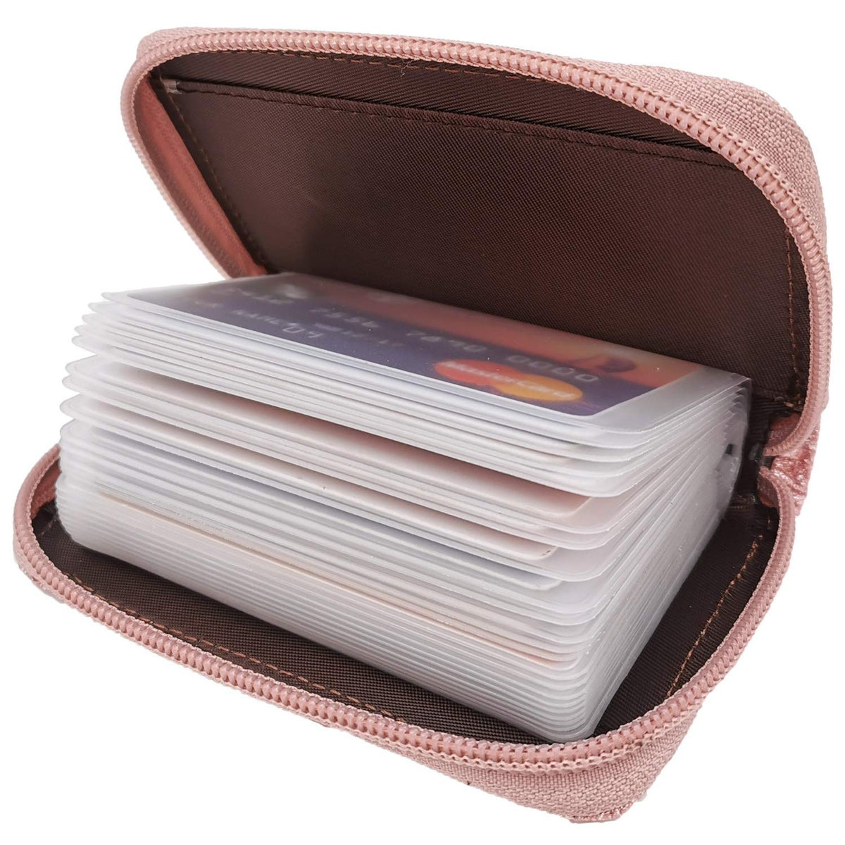 Easyoulife Genuine Leather Credit Card Holder Zipper Wallet With 26 Card Slots