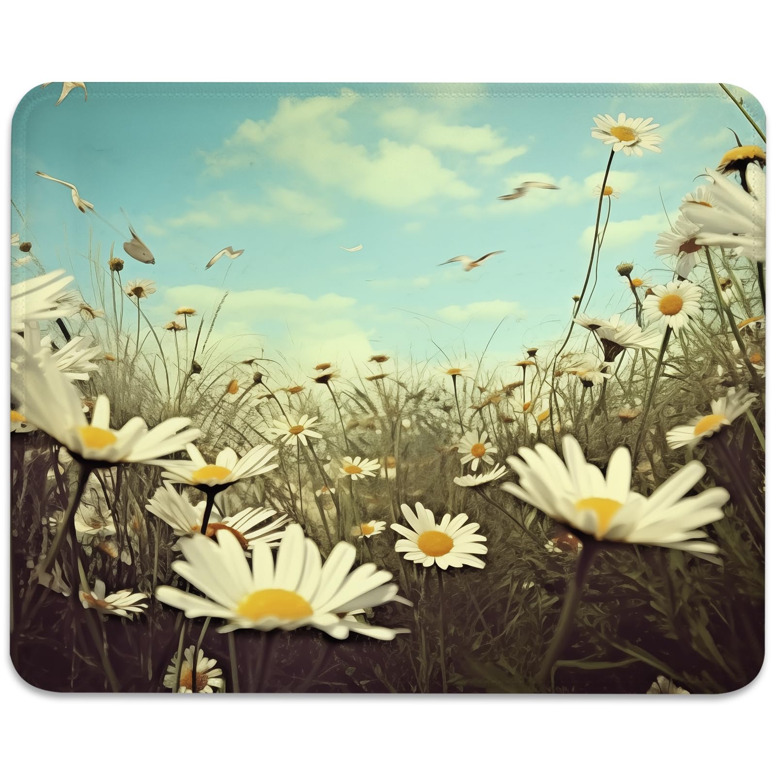 Vintage American Flag Mouse Pad - Patriotic Durability for Your Desk, Stitched Edges Non-Slip Rubber Base Mouse Pads for Computers Laptop