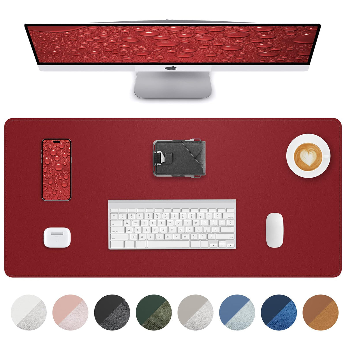 AFIING Large Desk Mat 55" x 24" - PU Leather Desk Pad Protector, Waterproof Non-Slip Extended Mouse Pad for Office Desk, Keyboard, Laptop and Home Workspace (Black)