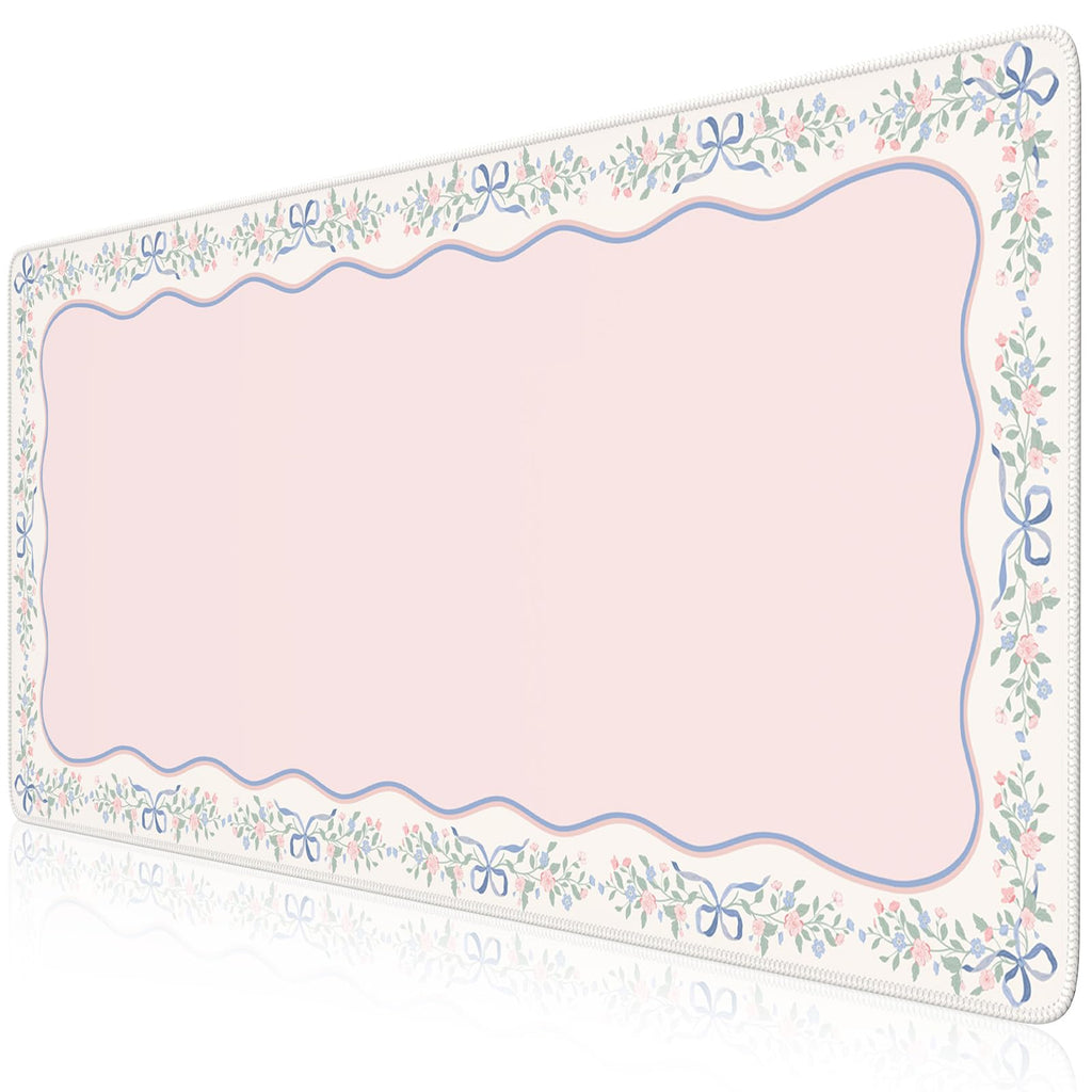 iCasso Desk Mat,Mouse Pad for Office Desk,35.4x15.7in,Pink Flowers