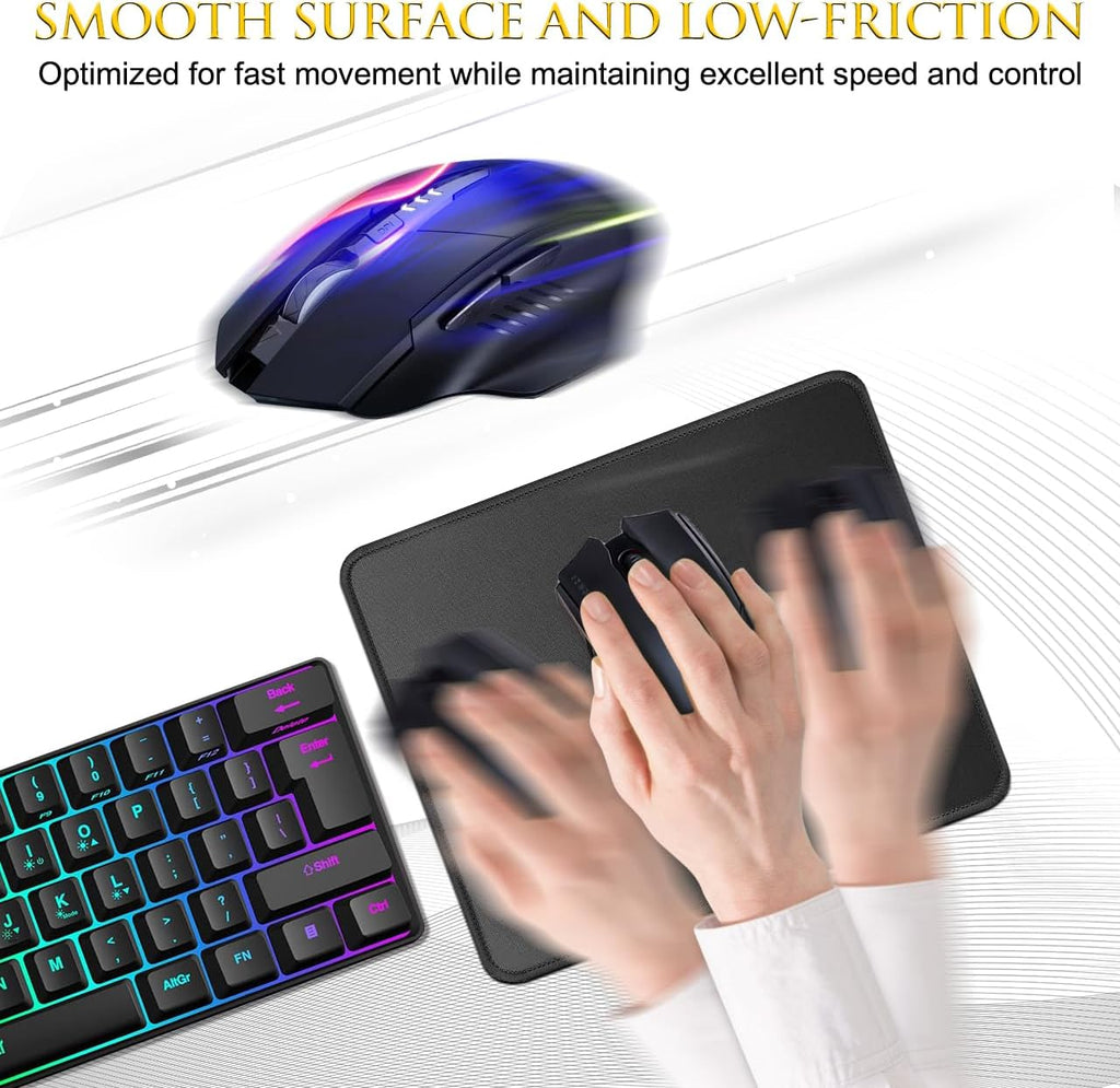 JIKIOU 3 Pack Mouse Pad with Stitched Edge, Perfect Size 10.2x8.3in Black